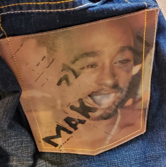 2pac Makaveli holographic pocket jeans - Picture 5 of 6